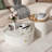 Modern Round Coffee Table Set Of 2 , 360-Degree Rotatable Flower-Shaped Top With 2 Drawers, Top Circle Side Table End Table With Glass For Living Room