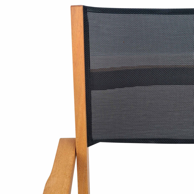 Kirby Folding Patio Dining Armchair with Cushion, Black