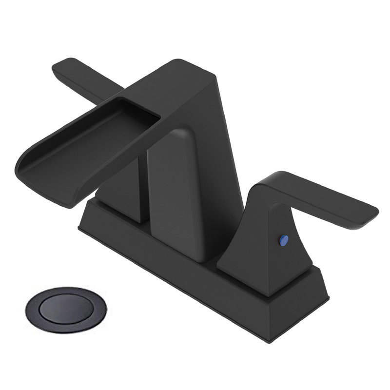 2-handle Bathroom Faucet with Drain Assembly, Matte Black