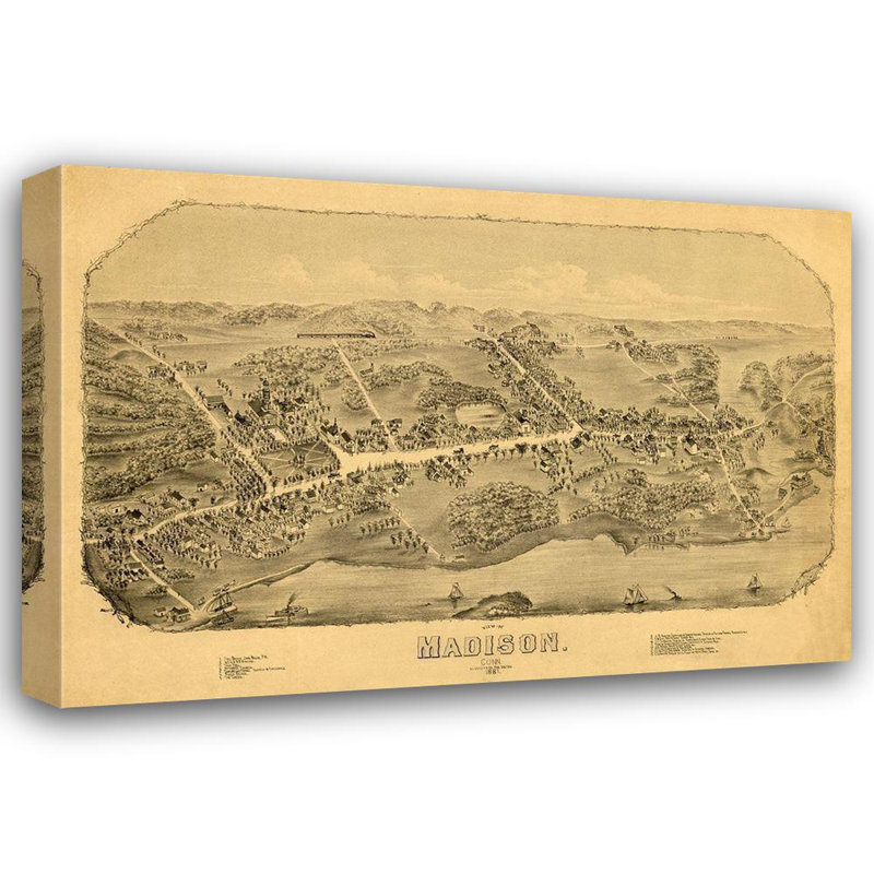Red Barrel Studio® Bailey Gallery Wrapped Canvas Art Titled: Madison Connecticut, Bailey 1881 CTMA0003, 14" H x 18" W