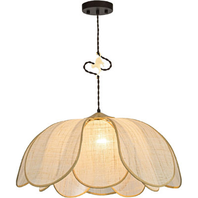 Boho Light Fixture, 25.6" Hand Woven Rattan Chandelier, Boho Chandelier with Brass Cat Hook for Dining Room, Living Room, Kitchen, Bedroom and Restaurant