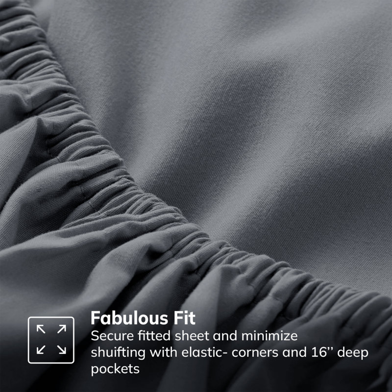 Meliah Microfibre Brushed Fitted Bed Sheet, Charcoal, Kingsize (5')