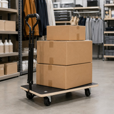 Chariot de déménagement rectangulaire en bois robuste avec poignée télescopique ergonomique, capacité de 200 kg, roulettes pivotantes en PP de 7,6 cm, plateforme antidérapante, chariot de transport de meubles pour plantes et articles ménagers lourds