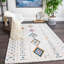 Tapis géométrique blanc cassé / bleu / rose Lola-1886558413