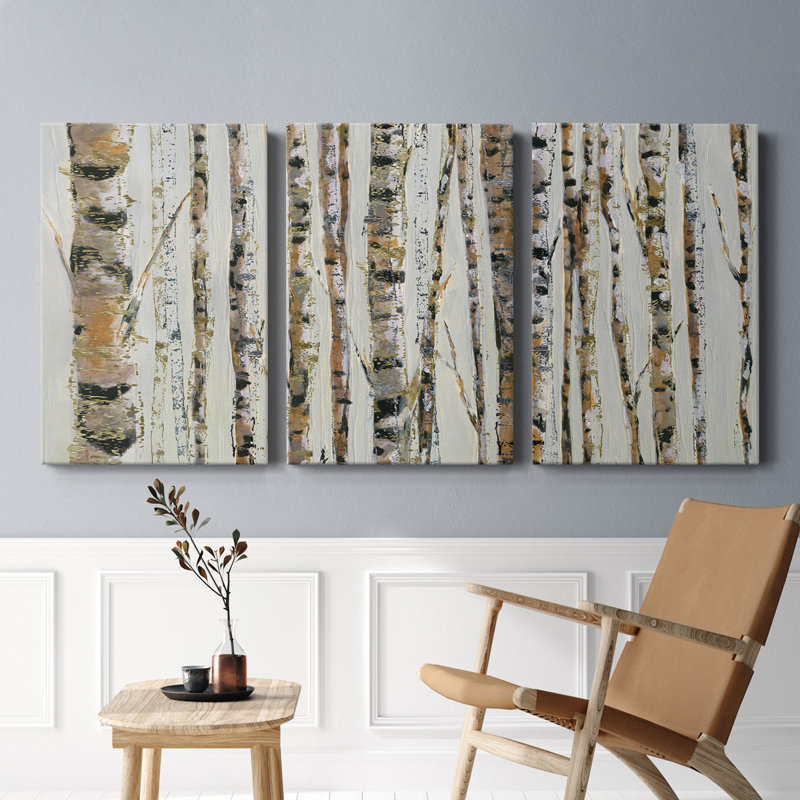 Sparkle Birch - Toile tendue avec châssis de qualité supérieure - Prêt à être accroché, H 12 po x l 24 po x P 1 po