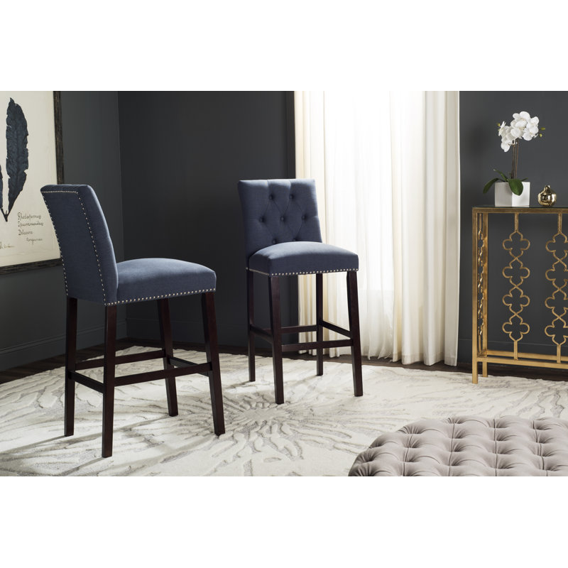 Tabouret de bar et de comptoir McLoud, Bleu marine, Tabouret de bar (hauteur de siège 31,5 po)