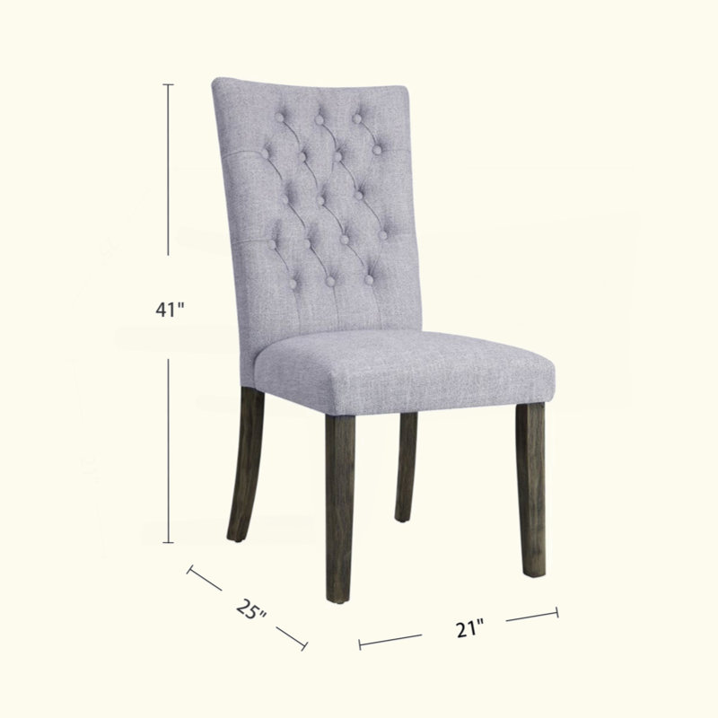 Ensemble de 2 chaises d'appoint rembourrées en lin gris, finition chêne gris