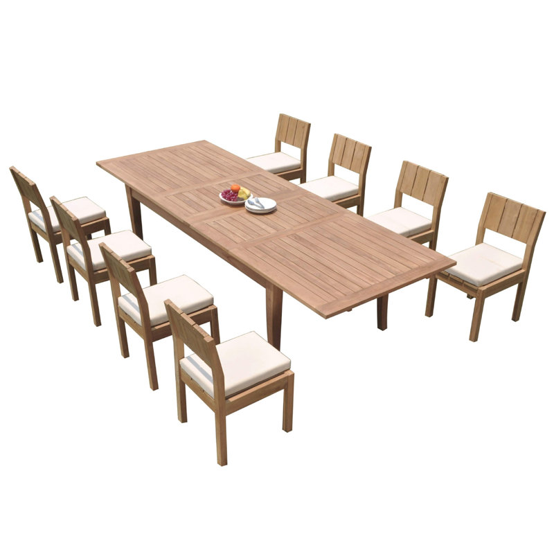 Lyndhur Teak Dining Set, 31.5 "H x 43.5 "W x 122 "D, 8