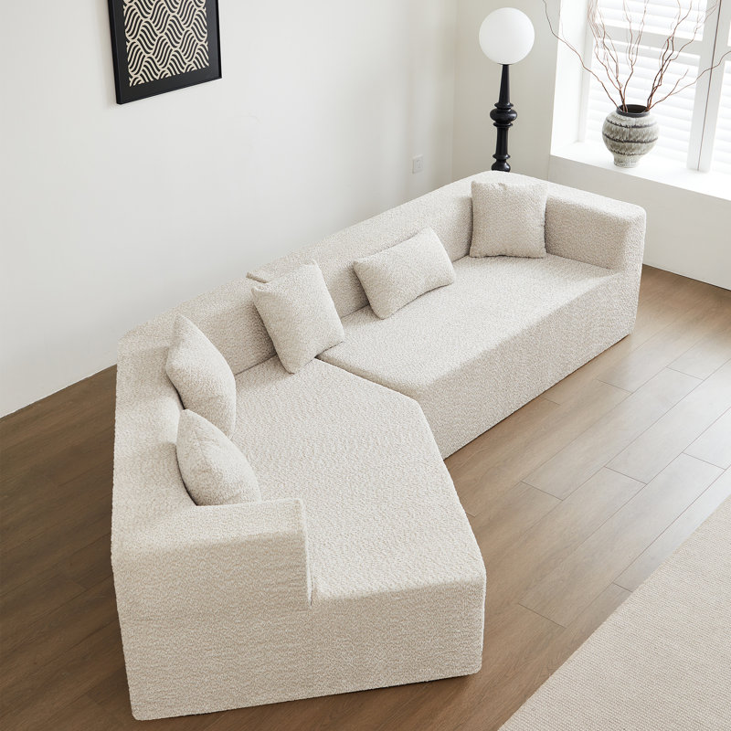 Siège profond de 127,5 po, sans assemblage - rembourrage modulaire minimaliste en tissu respirant beige, Beige