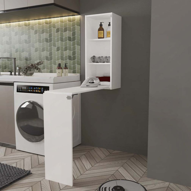 White Folding Table with Storage