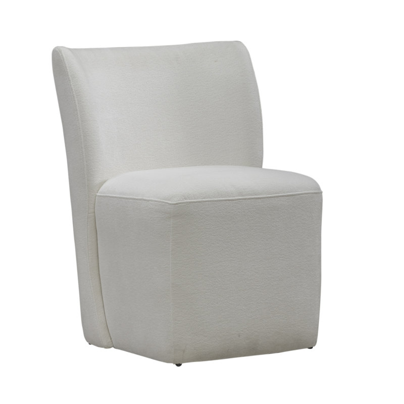 Faouzi Accent Dining Chair W/ Casters, Ivory Polyester
