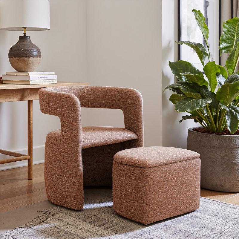 Fauteuil d'appoint et repose-pieds Atria brun fauve