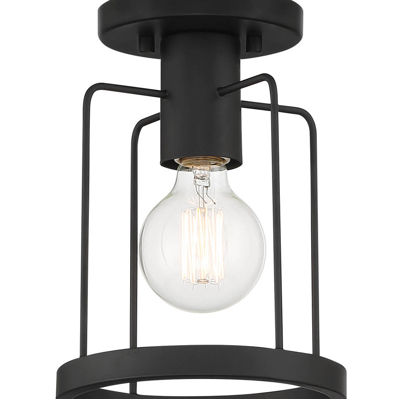 Plafonnier semi-encastré 7 po Mikels, Noir mat