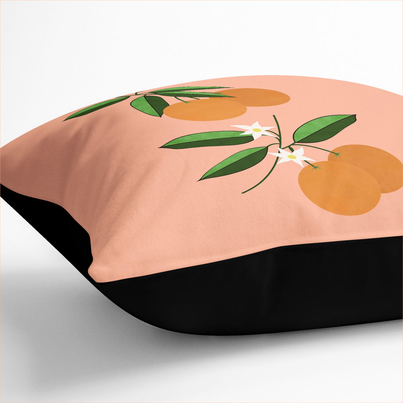 Orange Blossom Square Throw Cushion, Black, 55cm H x 55cm W x 20cm D