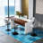 63-Inch Modern Kitchen Island with Marble-Look Surface, LED Lighting, and Grille Design for Versatile Use.-2053732262