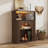 Decorative Fireplace Mantel With Storage, Glass Doors & LED Lights