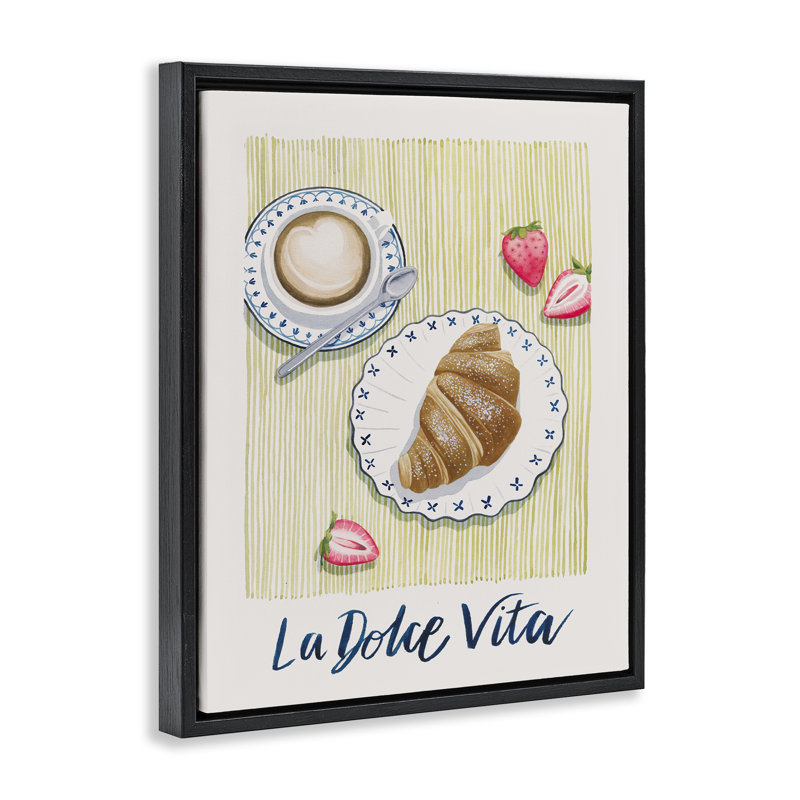  «La Dolce Vita Brunch», art mural encadré flottant par Grace Popp, H 31 po x l 25 po, Cadre flottant noir de jais