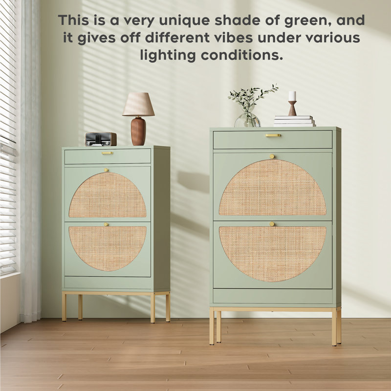 Armoire de rangement Cerina Boho, Vert Morandi