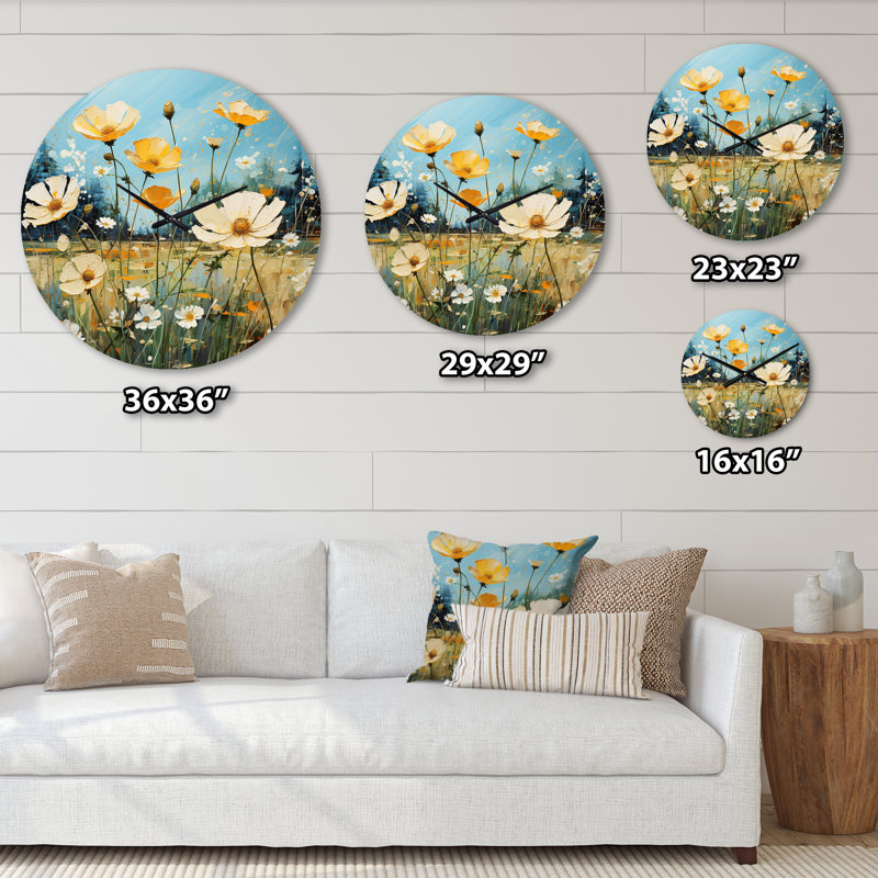 Horloge murale jaune et jaune Buttercups Buttercup Meadow, Moyenne
