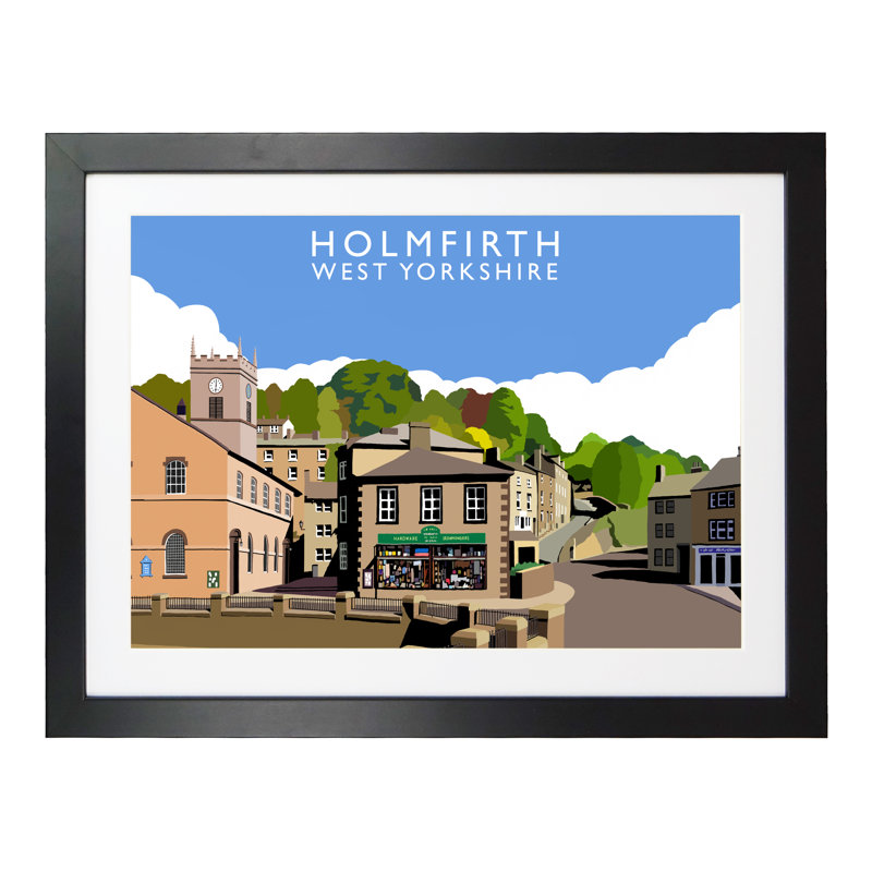 Holmfirth by Richard O'Neil - Print, Black Wood Frame, 33.5 cm H x 43.5 cm W x 2.2 cm D