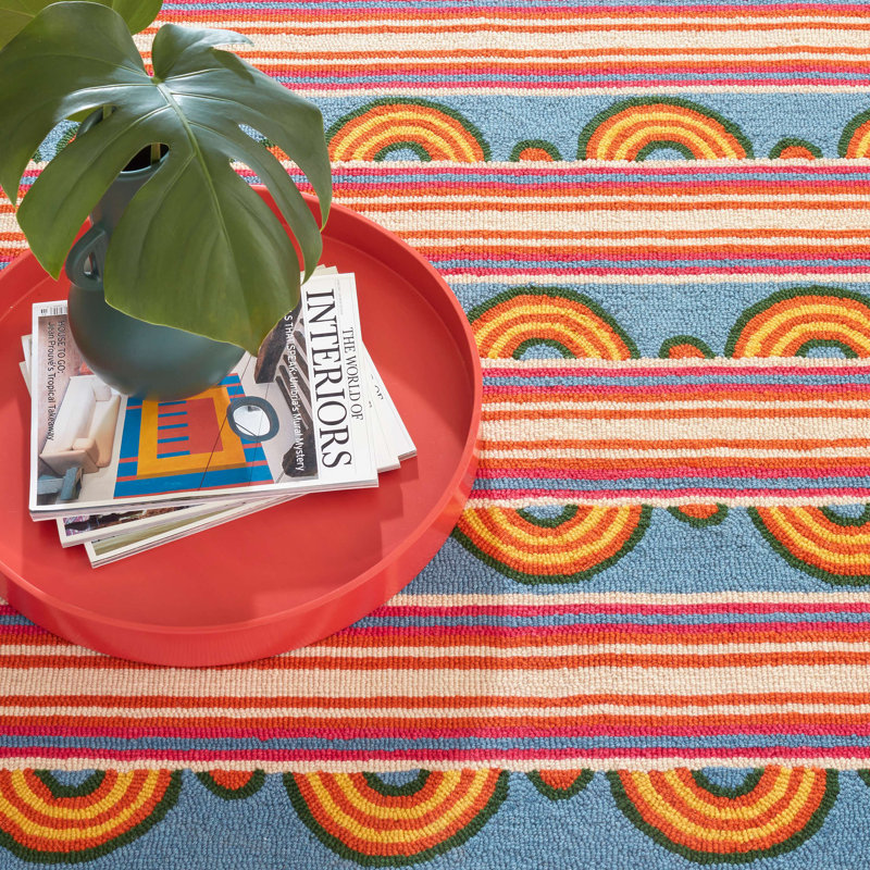 Button Multi Hand Micro Hooked Wool Rug, Rectangle 7'6" x 9'6"