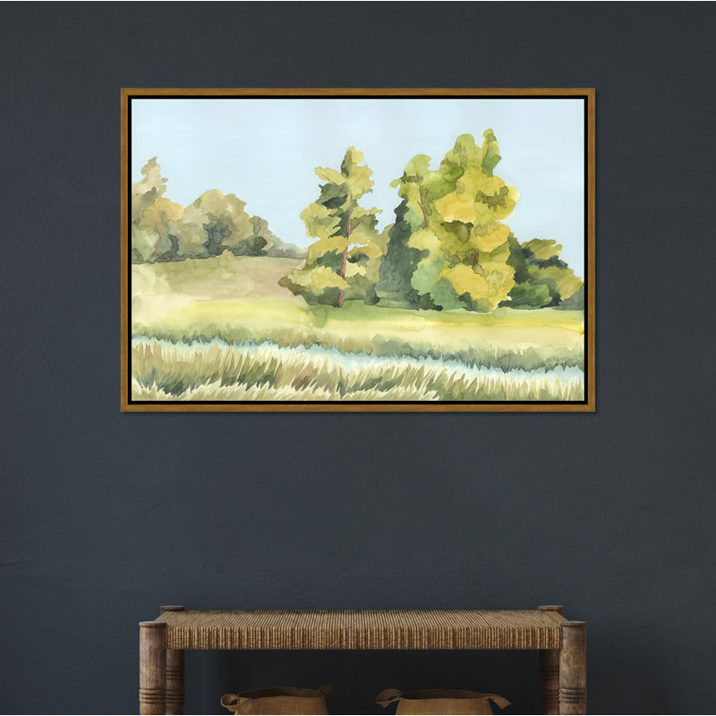 «Bright Forest III» par Giselle Kelly - peinture sur toile à cadre flottant, Image au gel brossé, H 25,75 po x l 37,75 po