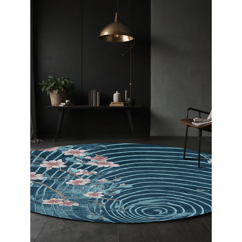 Machine Washable Gray Area Rug, Round 7'