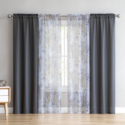 Panneaux de rideaux transparents avec passe-tringle Odriscoll