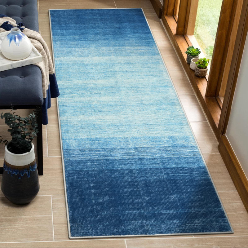 Abstract Ombre Plush Area Rug – Soft Gradient Accent with Non-Slip Backing, Runner 2' x 6'