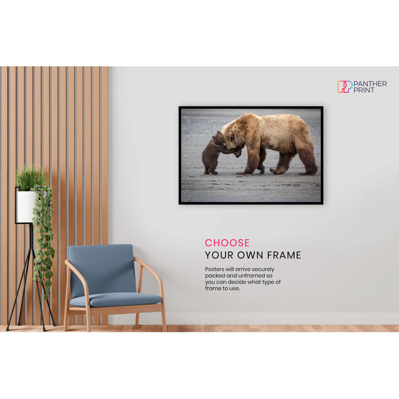 Cute Bear Hug Mother And Baby - No Frame Print, 31cm H x 20cm W