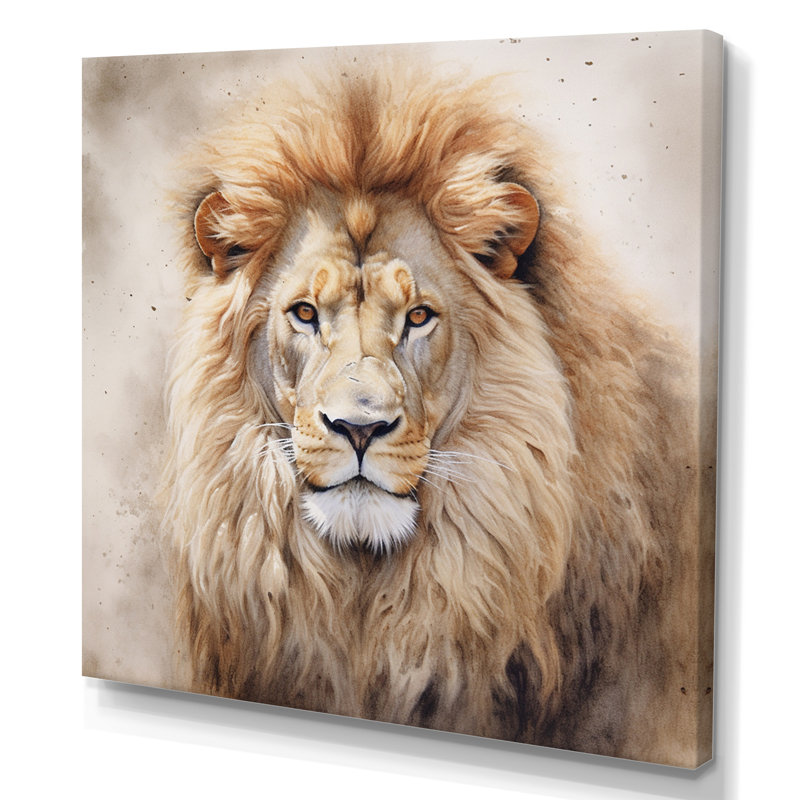 Fierce Lion II - Lion, art mural, H 16 po x l 16 po x P 1 po, Toile tendue