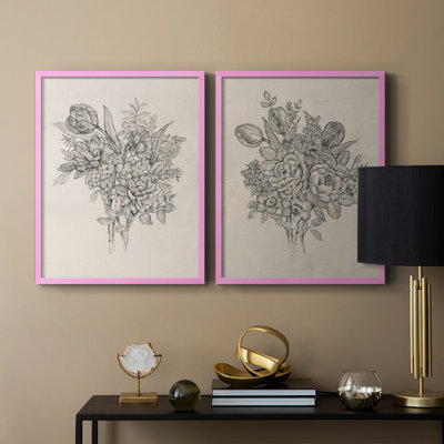 «Floral Bouquet I», reproduction encadrée de qualité supérieure - prête à être accrochée - aucun clou requis - aucun clou requis