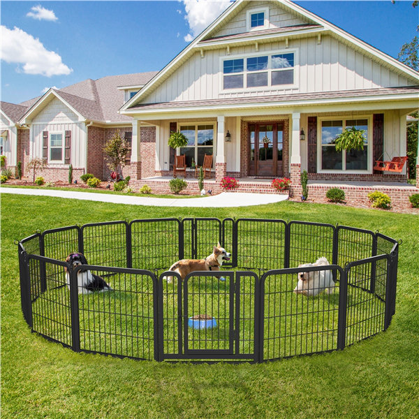 24'' H 16 Panel Metal Exercise Pen With Door