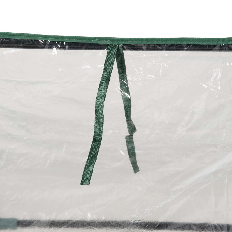 Outsunny Galvanized Raised Garden Bed With Mini PVC Greenhouse Cover, Outdoor Metal Planter Box With 2 Roll-Up Windows For Growing Flowers, Fruits, Vegetables And Herbs