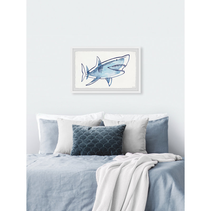 Shark Outline - Single Picture Frame Painting, 20 cm H x 30 cm W