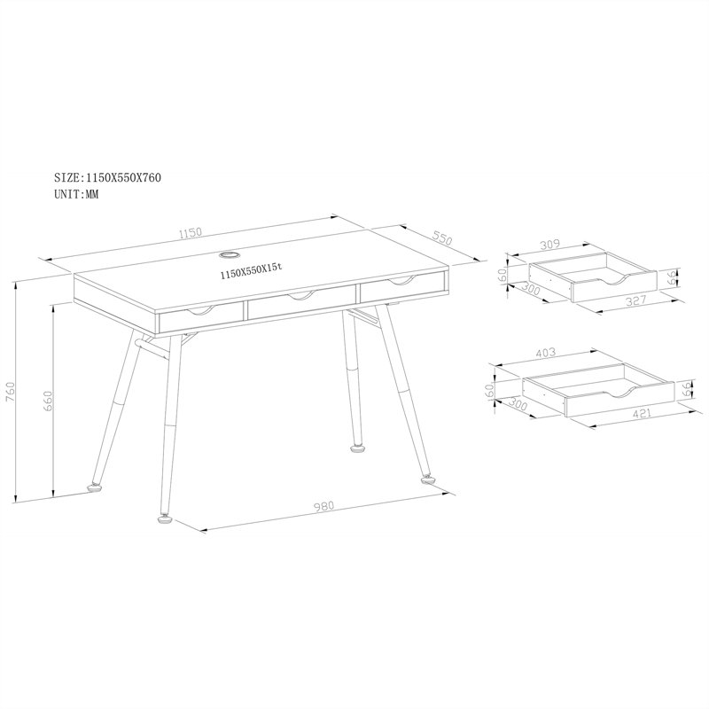 Hadassah Metal Base Computer Desk