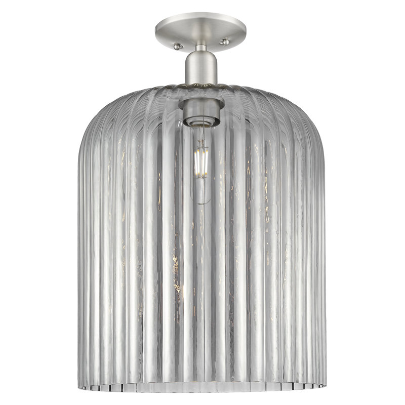 Downtown Urban - Franklin - 1 Light 12" Semi-Flush Mount , Brushed Satin Nickel, Light Smoke