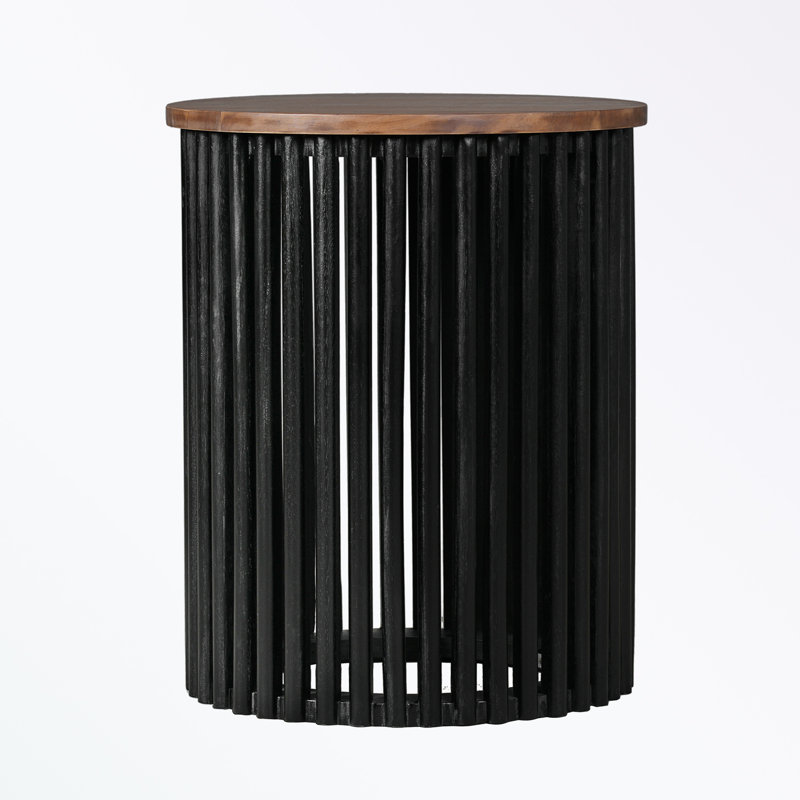 wooden round End table with sturdy base