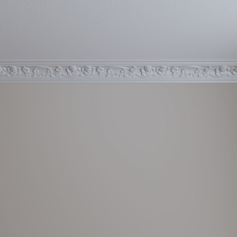 Primed White Polyurethane Rose Crown Moulding