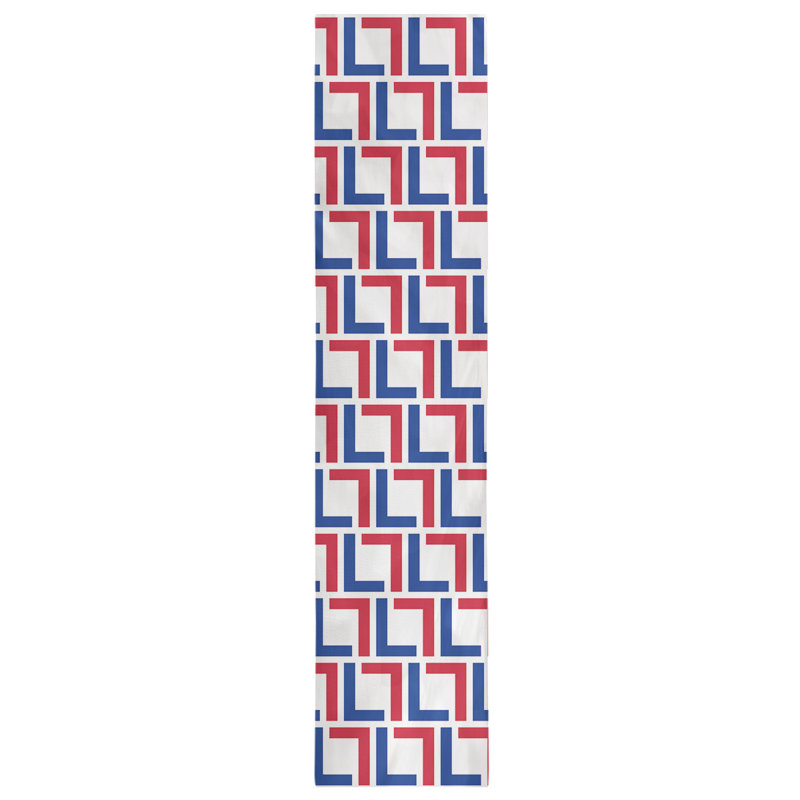 Chemin de table Carolina, 72 po x 16 po, Coton, Blanc / bleu / rouge 2