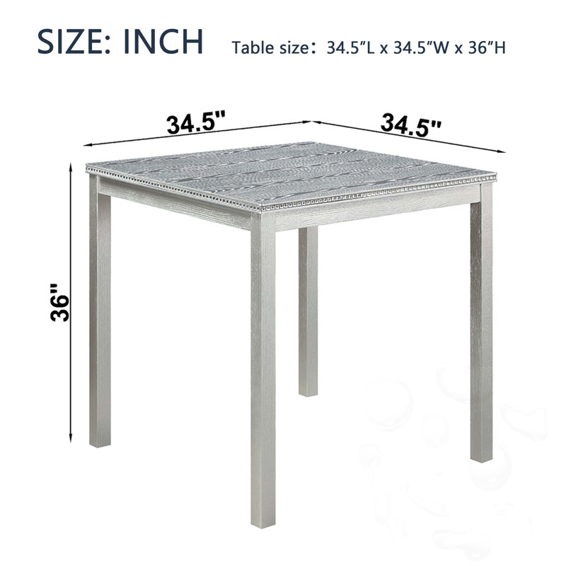 Table carrée pour 4 personnes, Silver
