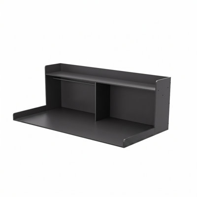 Comptoir de laveuse-sécheuse avec tablette de rangement à 2 niveaux et tringle, organisateur de salle de lavage noir avec patins antidérapants