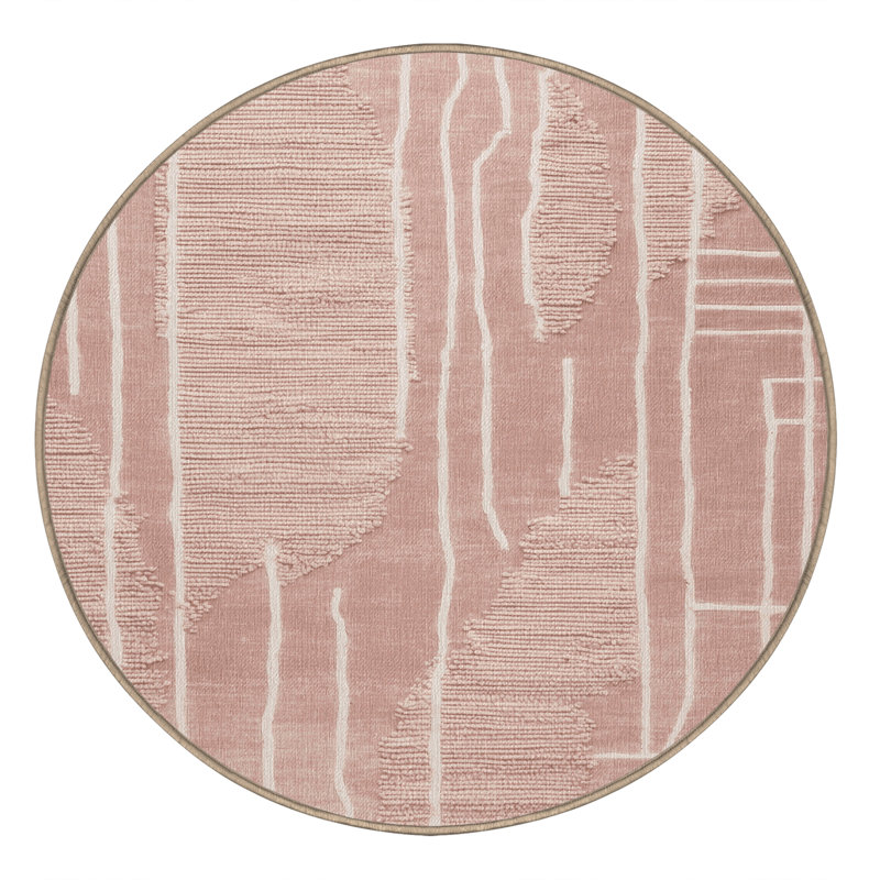 Tapis rose lavable à la machine, Rond 7 pi