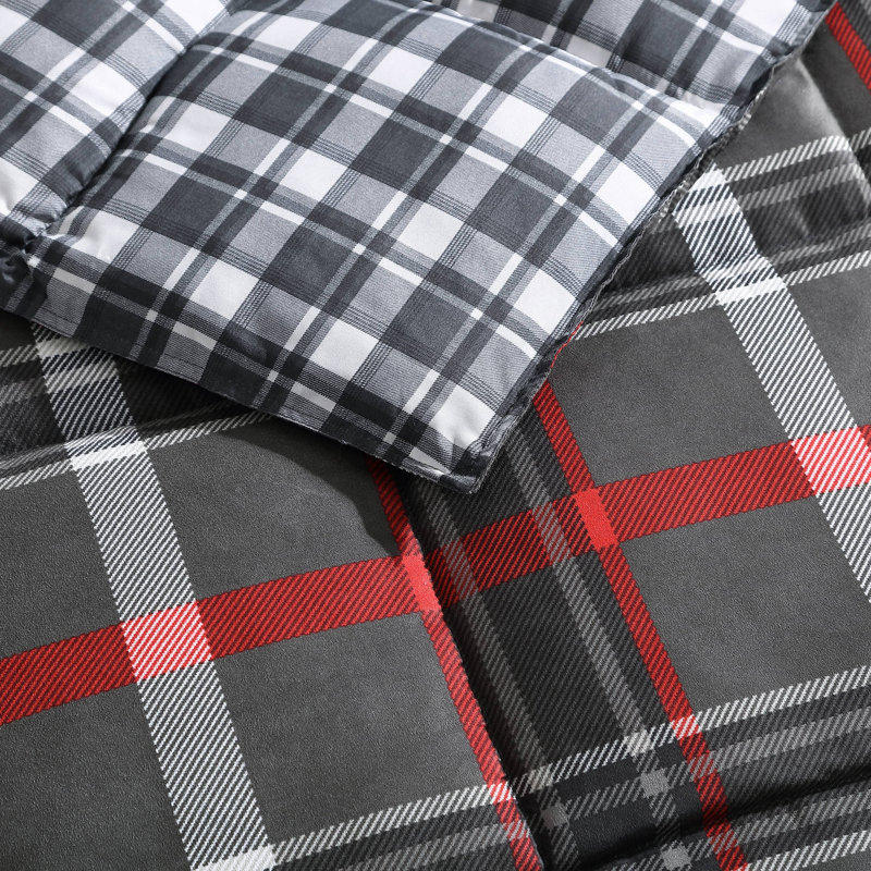 Wildflower Eddie Bauer Down Alt Grey Reversible Comforter Set, Twin Comforter + 1 Sham
