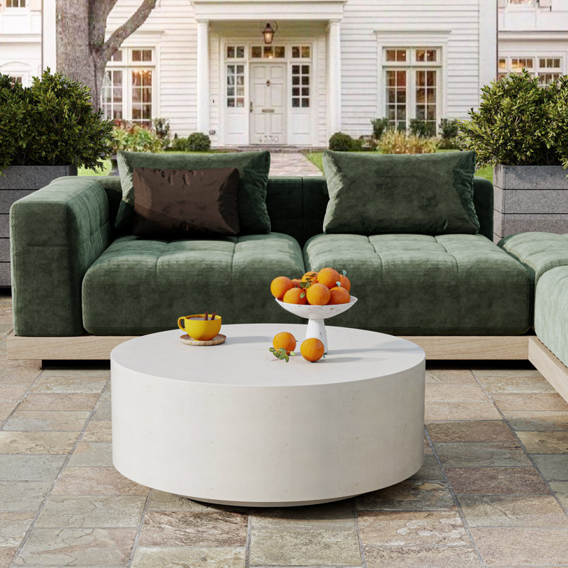 31.5" Concrete Round Coffee Table