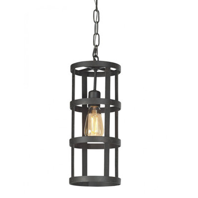 Brooklyn 1 - Light Single Cylinder Pendant with Wrought Iron Accents