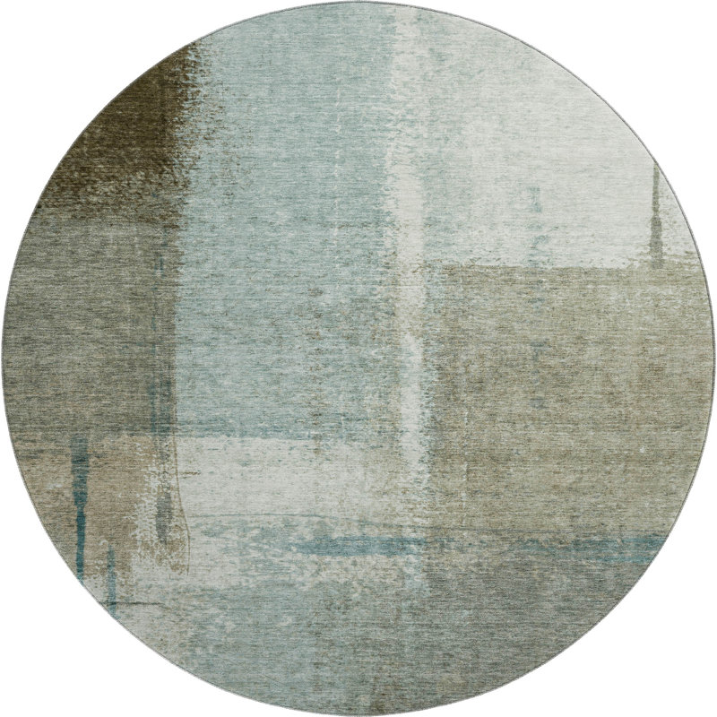 Premium Machine Washable Ansley Abstract Rug, Round 8'
