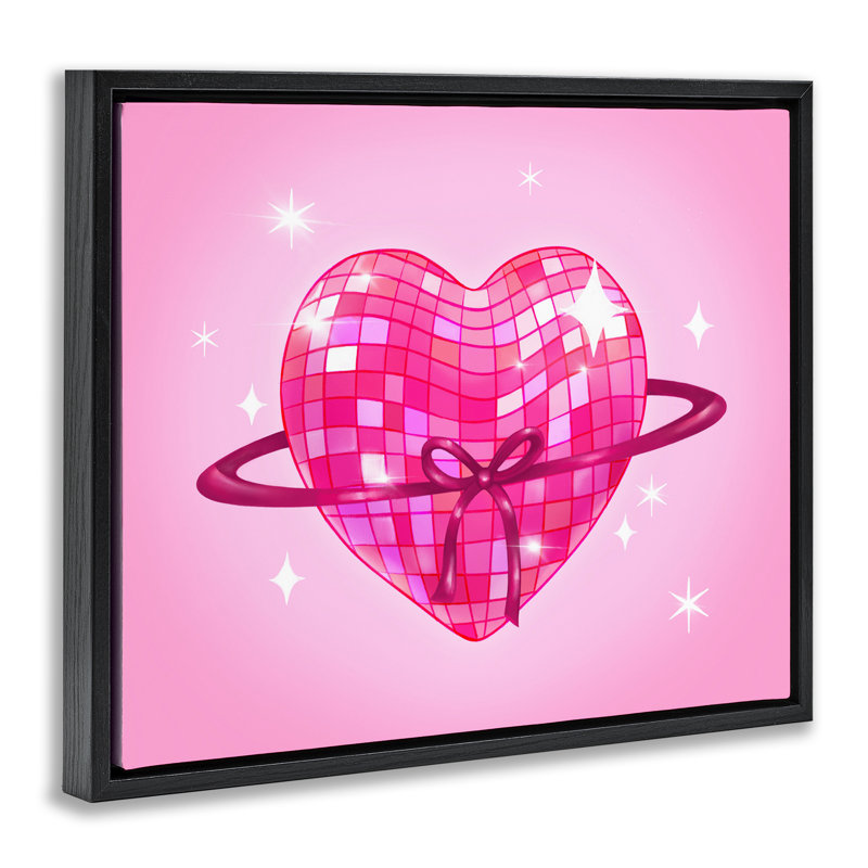 Cadre flottant Disco Heart, Cadre flottant noir de jais, H 17 po x l 21 po