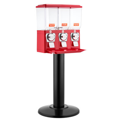 Candy Vending Machine, Triple Compartment Candy Vending Machine with Stand, Gumball & Candies Vendings Machines with Built-In Cash Box, Detachable, Vintage Candies Dispenser for Shops, Arcades