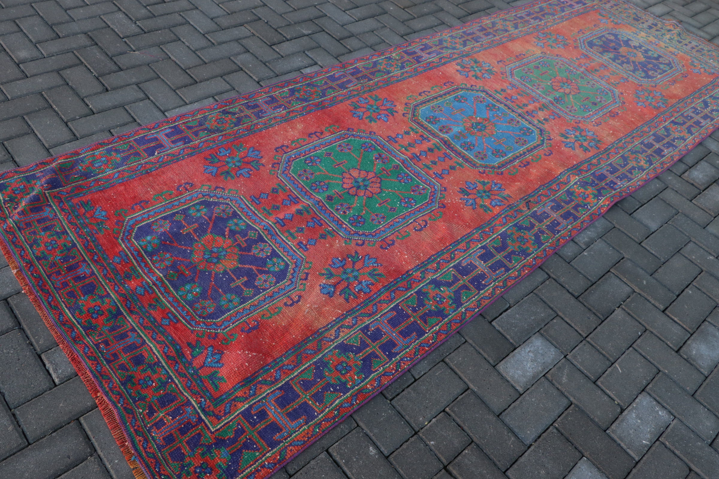 Bungalow Rose Bold Red Turkish Runner Rug With Intricate Geometric ...